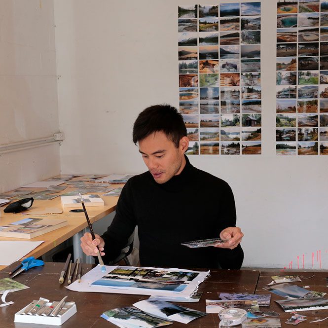 Kevin Chin working in Teton Artlab Residency studio  
